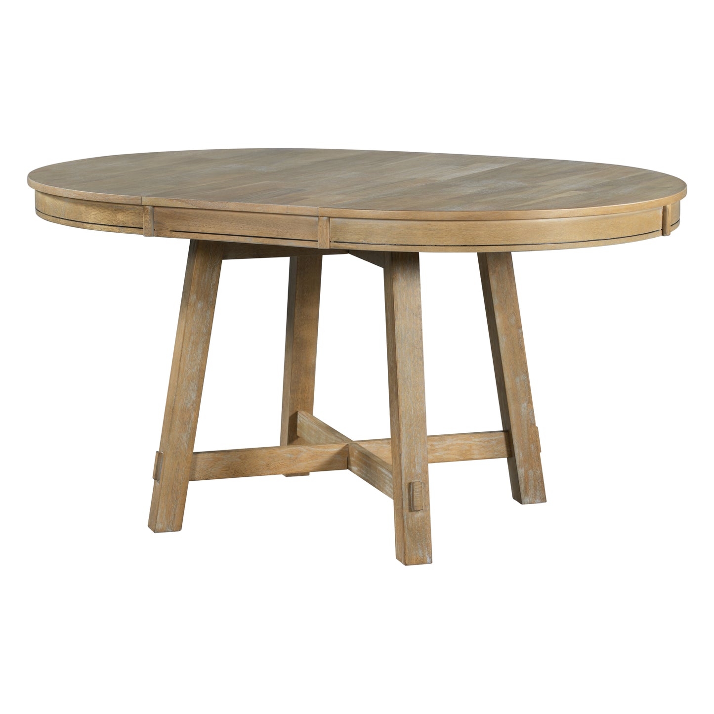 TREXM 5-Piece Farmhouse Dining Table Set Wood Round Extendable Dining Table and 4 Upholstered Dining Chairs (Natural Wood Wash) - LaTezza Online Shop