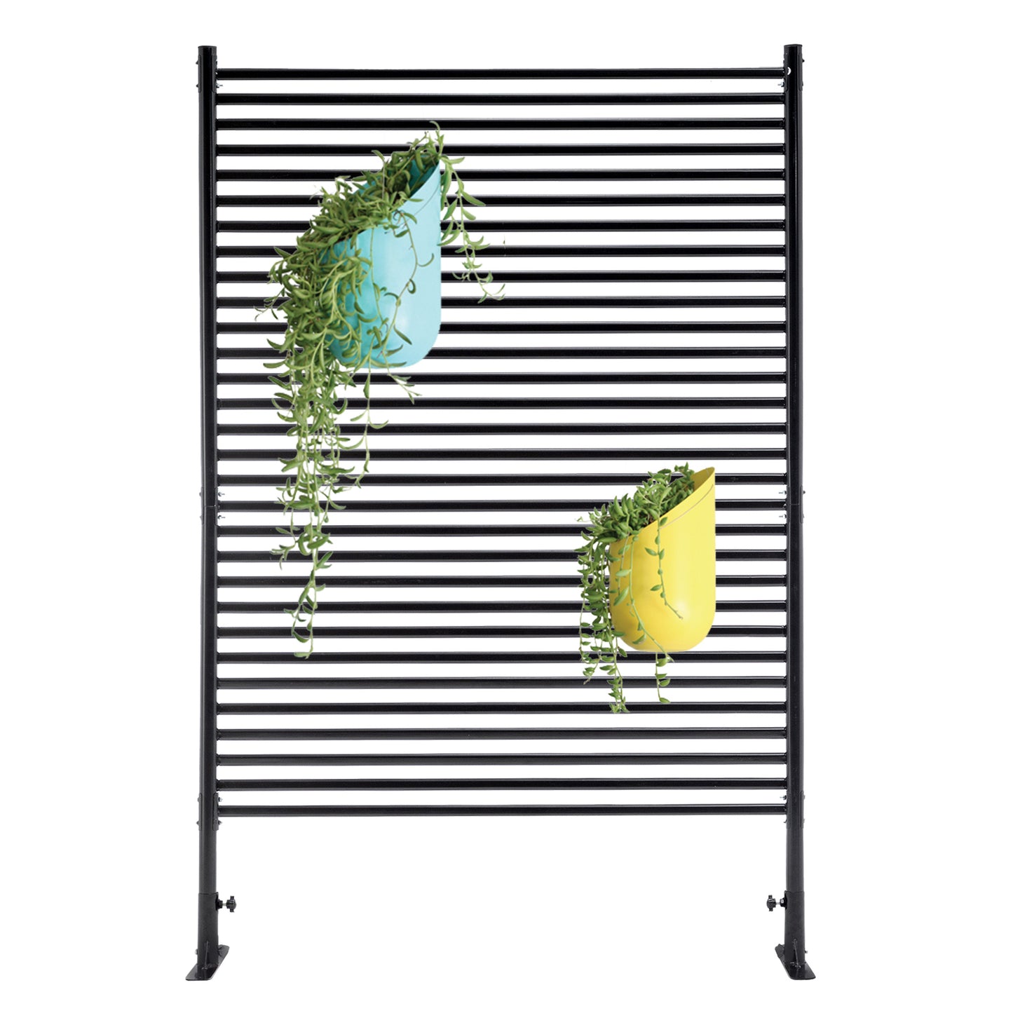 71.26''x46.65'' Outdoor Privacy Screens Freestanding Metal Fence Panels Slatted With Stand Black - LaTezza Online Shop