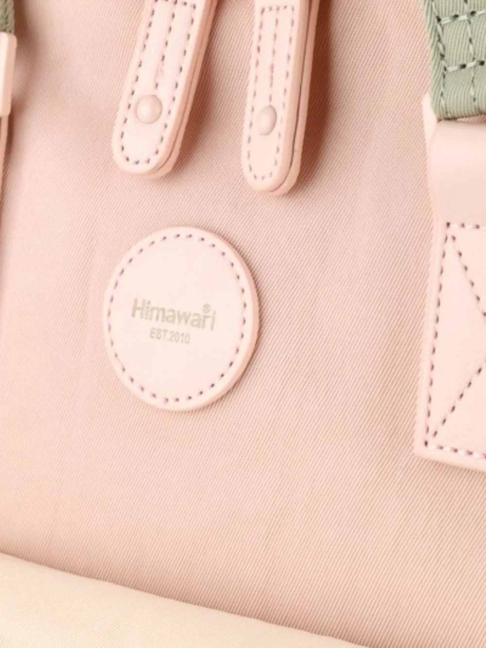 Himawari Contrast Waterproof Canvas Backpack Bag with Round Label - LaTezza Online Shop