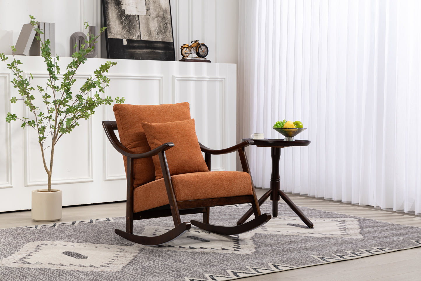Mid Century Modern Accent Chairs Comfy Upholstered Glider Arm Chair with Solid Wood for Living Room Bedroom Balcony - LaTezza Online Shop