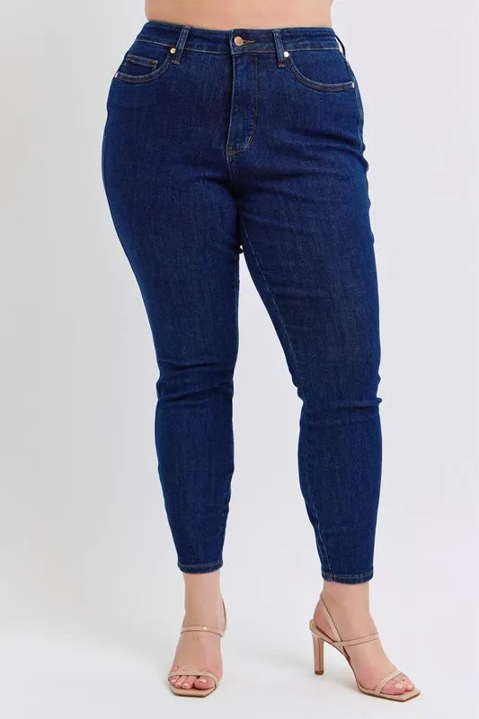 Skinny Jeans Judy Blue Full Size Mid Rise Tummy Control Classic Skinny Jeans Plus Size - LaTezza Online Shop