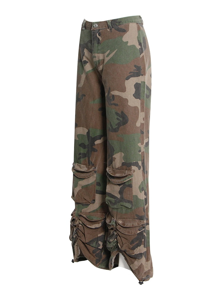 Camouflage Wide Leg Pants For Women High Waist Casual Loose Streetwear Trousers Female Autumn Clothing Fashion - LaTezza Online Shop