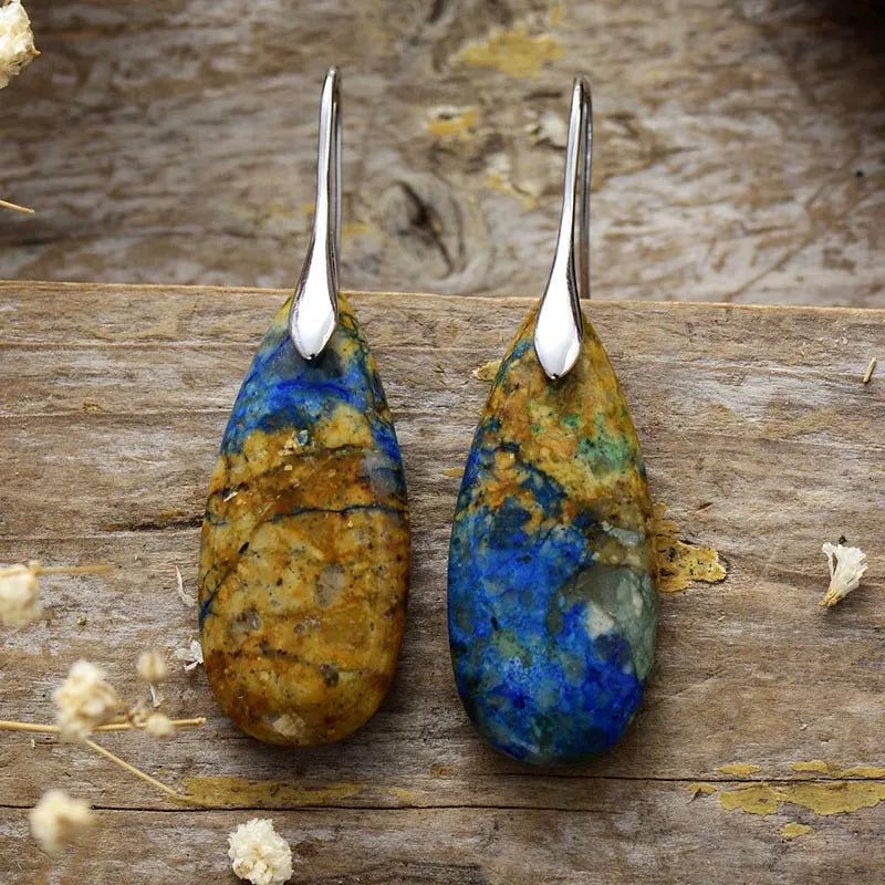 Teardrop Shape Natural Stone Dangle Earrings - LaTezza Online Shop