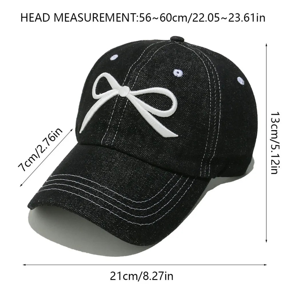 Bow Embroidered Denim Baseball Cap - LaTezza Online Shop