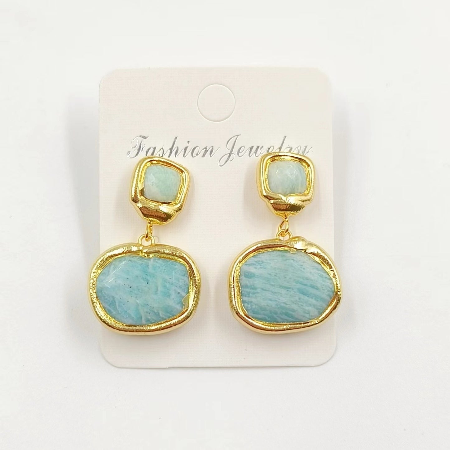 Colored twin gemstone transparent quartz mid length pendant earrings for women's commuting accessories - LaTezza Online Shop