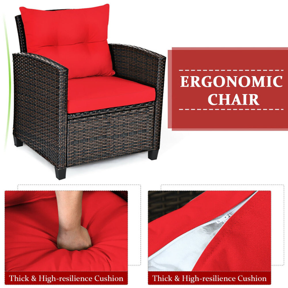 3 Pieces Rattan Patio Furniture Set With Washable Cushion - LaTezza Online Shop