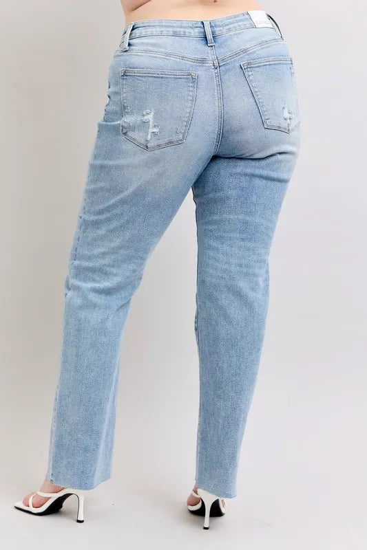 Jeans Judy Blue Full Size Mid Rise Light Wash Dad Jeans Plus Size - LaTezza Online Shop