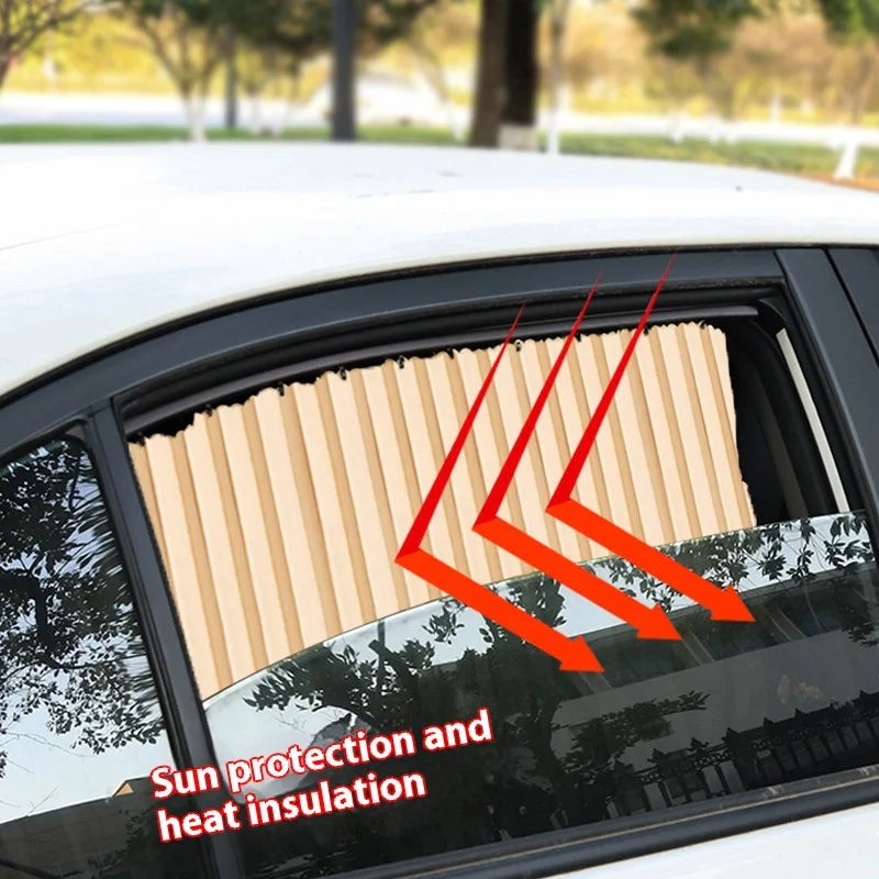 4Pcs Car Sunshade Window Curtain UV Protection Heat Insulation Car Interior Accessories No Hole Punching Magnetic Track Curtains