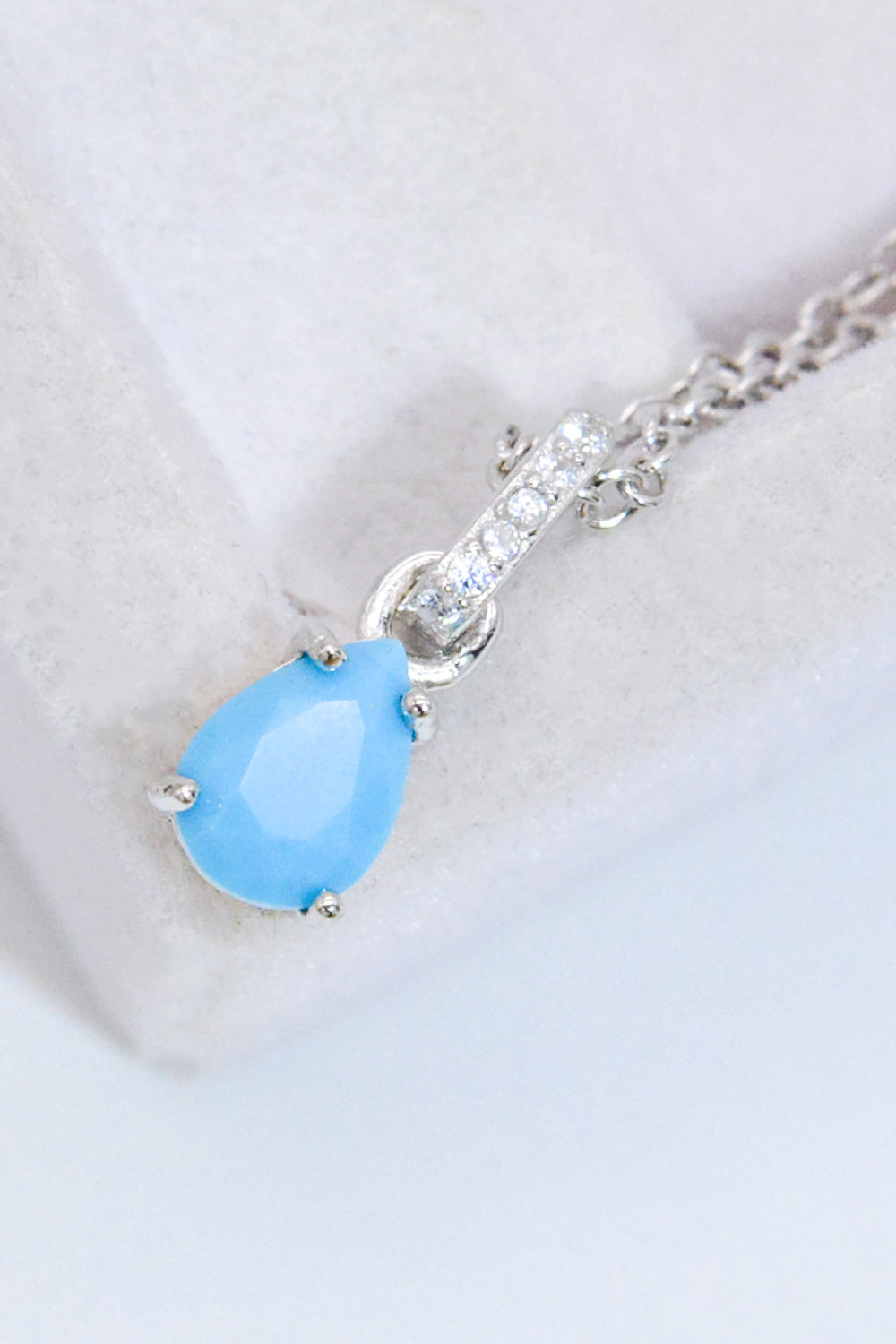 Teardrop Turquoise 4-Prong Pendant Necklace - LaTezza Online Shop