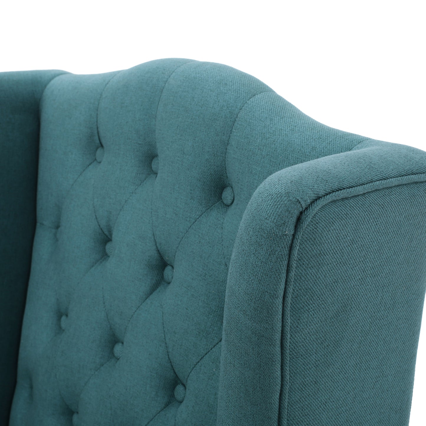 Teal Upholstered Wingback Chair with Birch Wood Legs - LaTezza Online Shop
