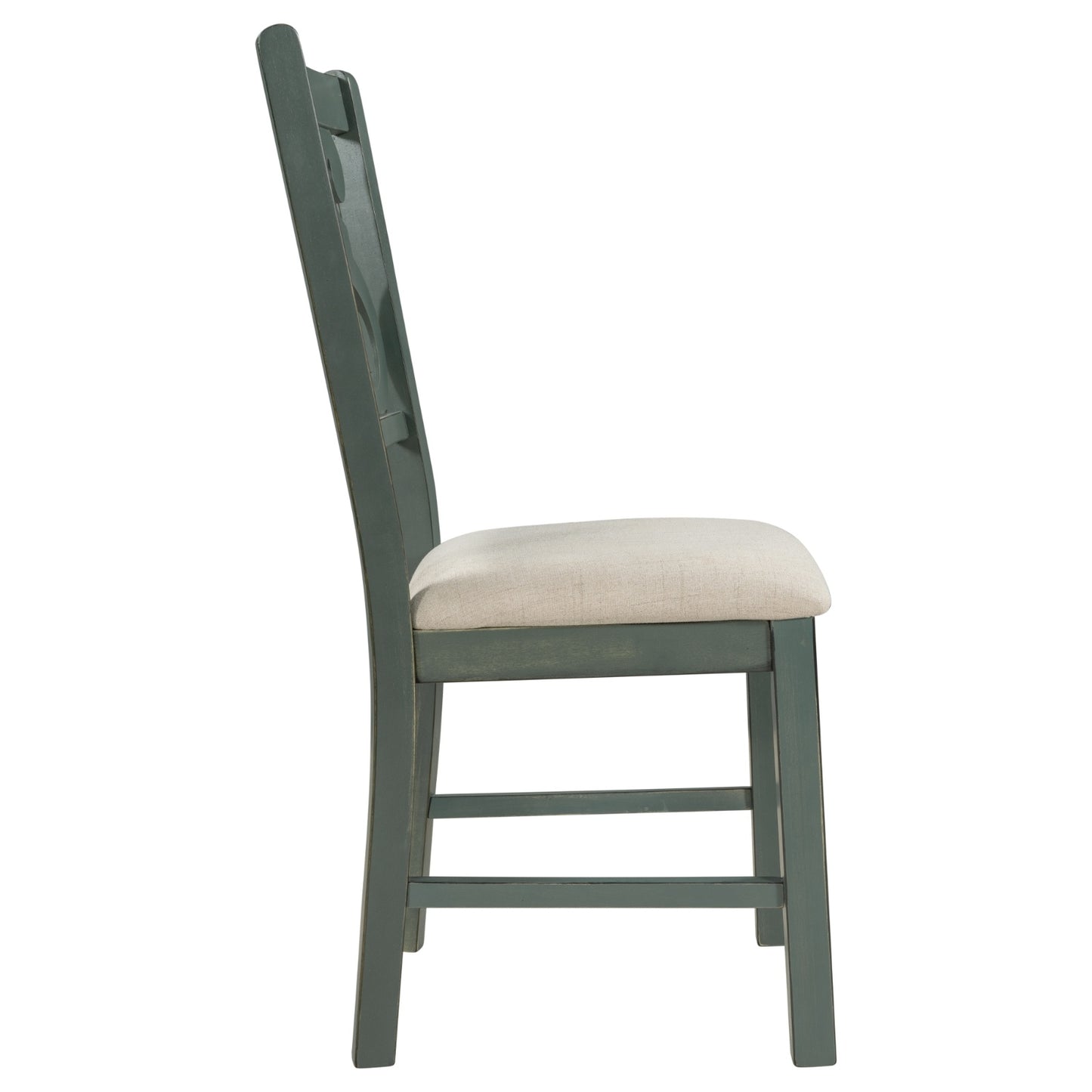 TREXM 5-Piece Round Dining Set With Fabric Chairs & Special-shaped Legs - LaTezza Online Shop