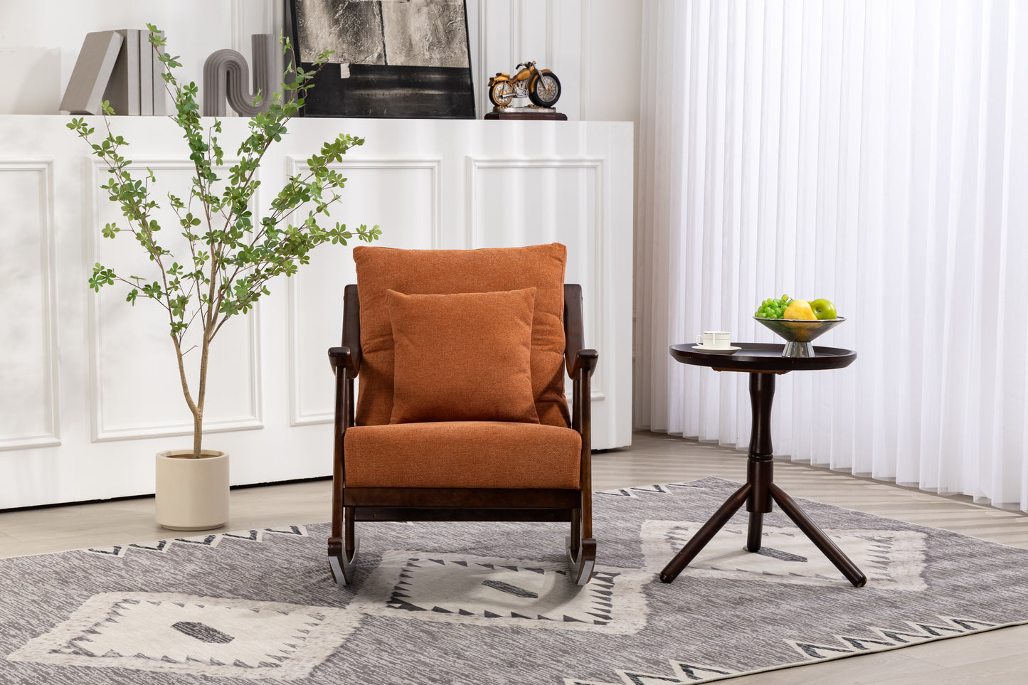 Mid Century Modern Accent Chairs Comfy Upholstered Glider Arm Chair with Solid Wood for Living Room Bedroom Balcony - LaTezza Online Shop