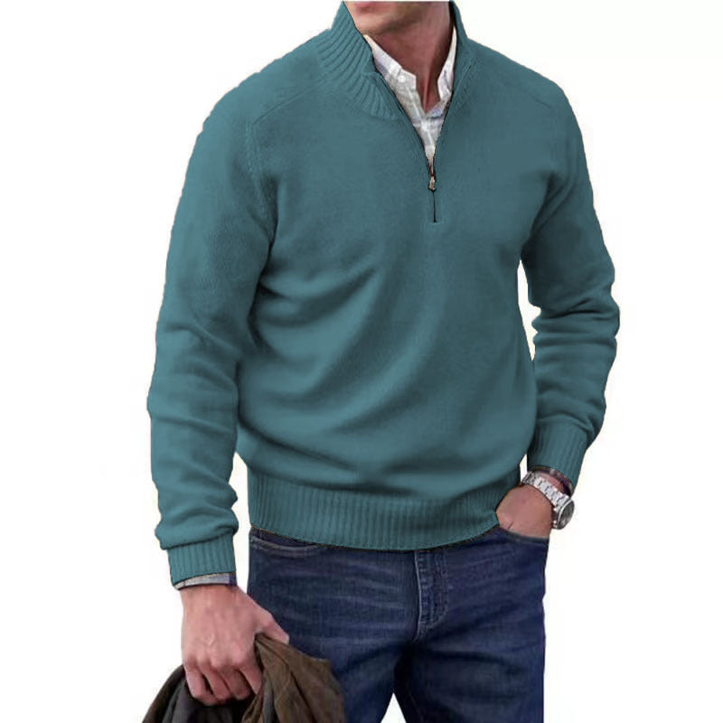 Men's Zipper Stand up Collar Sweater Wool Men's Warm Sweater - LaTezza Online Shop