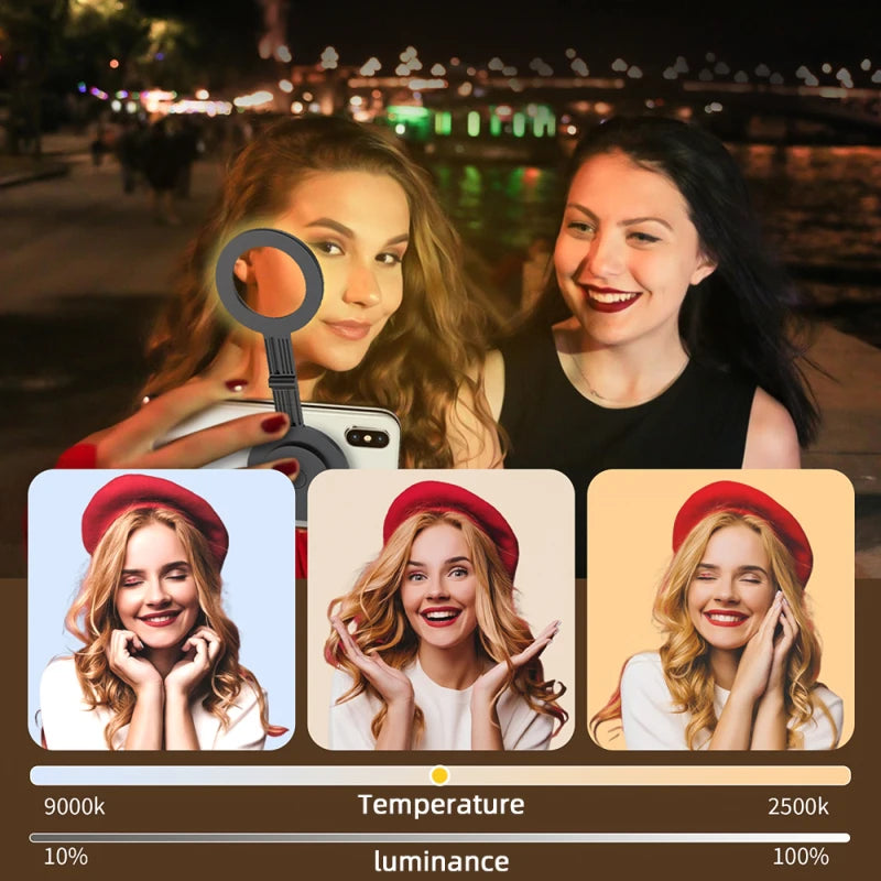 Magnetic LED Fill Light for Phone Selfie Light LED Video Light 2500K-9000K Dimmable Built-in Battery Replacement for iPhone Vlog - LaTezza Online Shop