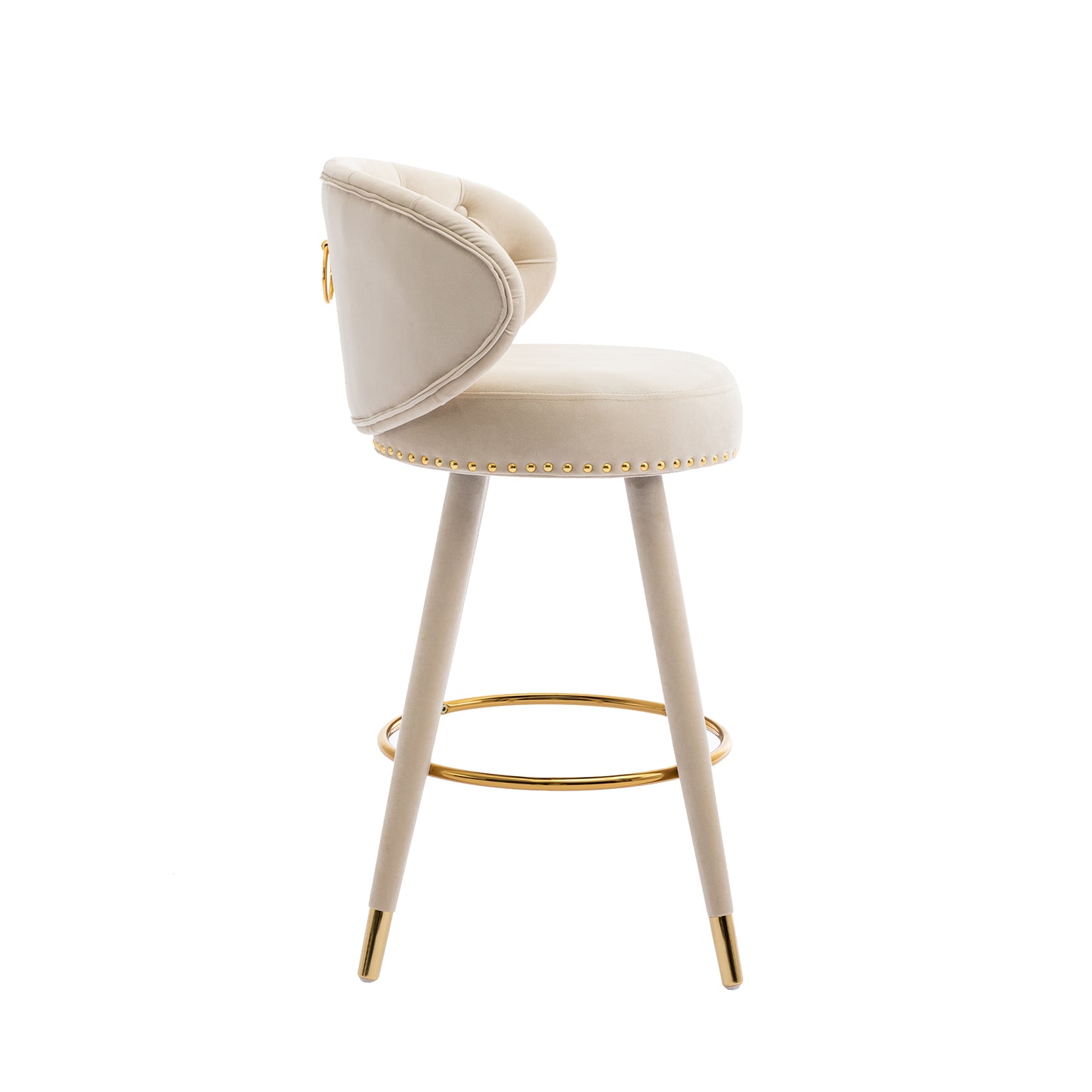 COOLMORE Counter Height Bar Stools Set of 2 for Kitchen Counter Solid Wood Legs with a fixed height of 360 degrees Beige - LaTezza Online Shop