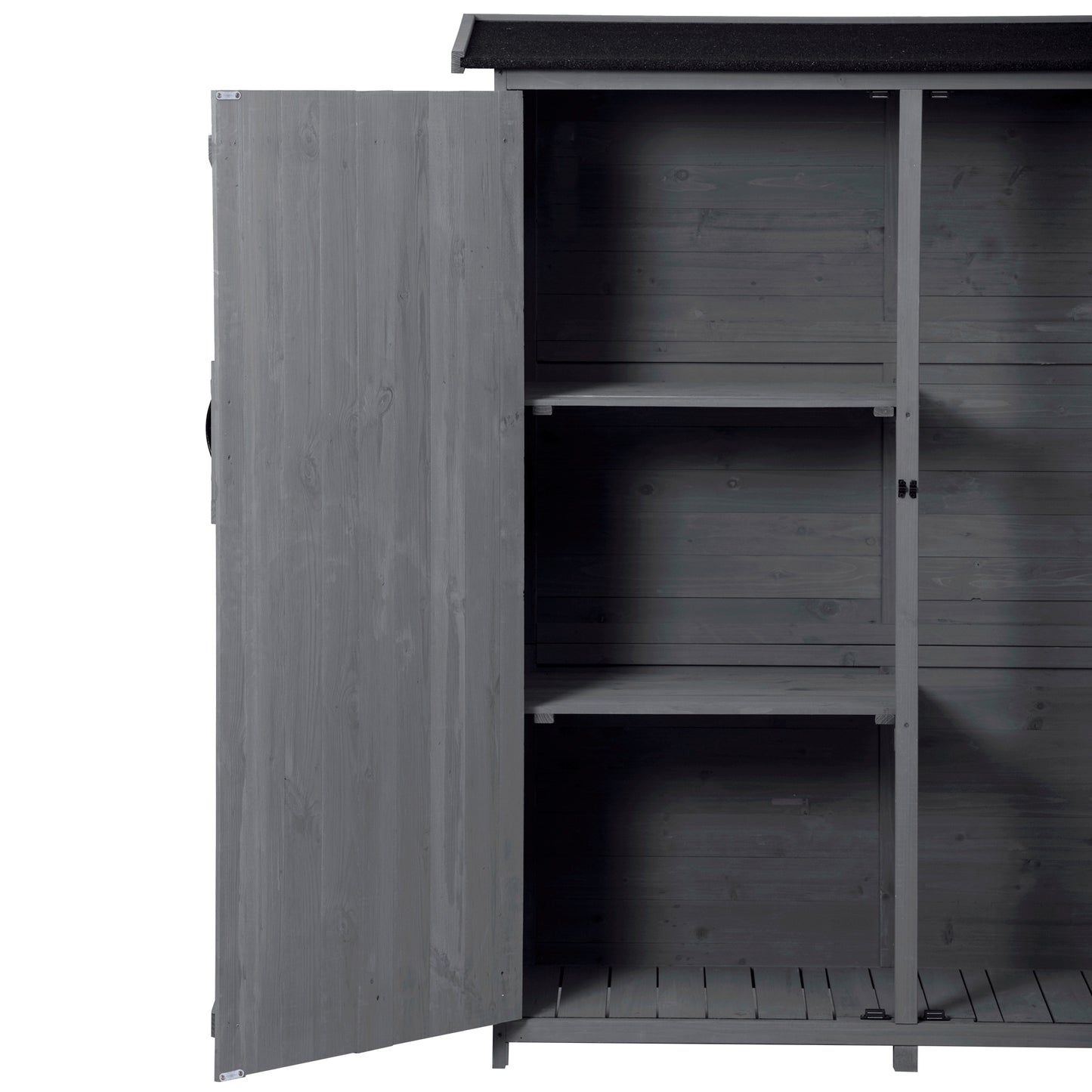 Outdoor 5.3ft Hx4.6ft L Wood Storage Shed Tool Organizer,Garden Shed, Storage Cabinet with Waterproof Asphalt Roof Gray - LaTezza Online Shop