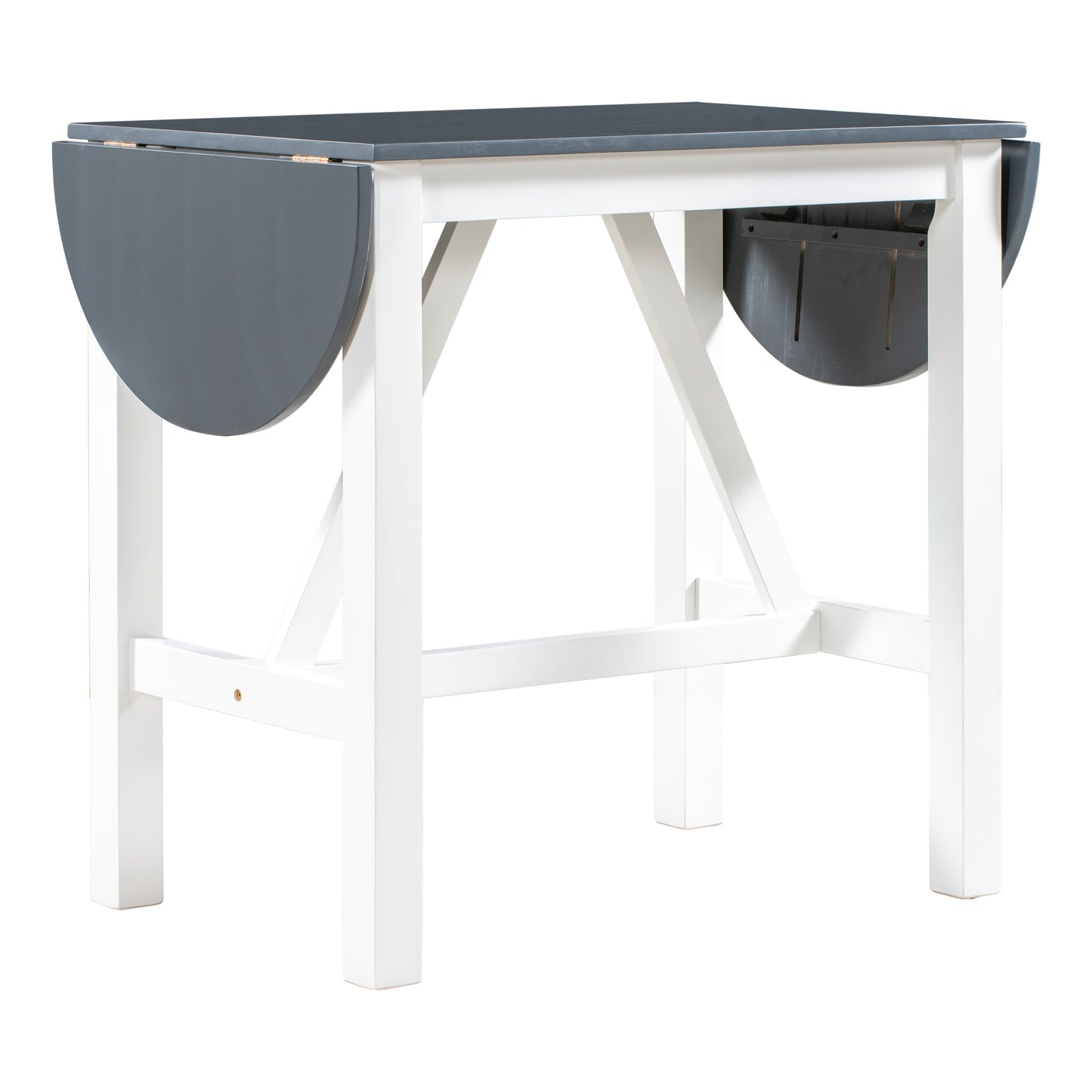 TOPMAX 3-Piece Wood Counter Height Drop Leaf Dining Table Set with 2 Upholstered Dining Chairs for Small Place White+Gray - LaTezza Online Shop