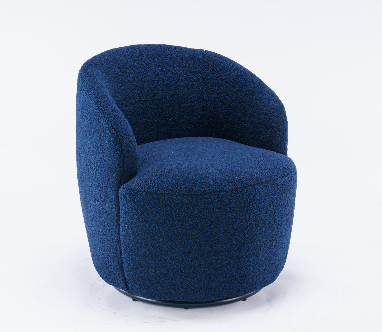 Teddy Fabric Swivel Accent Armchair Barrel Chair With Black Powder Coating Metal Ring Dark Blue - LaTezza Online Shop