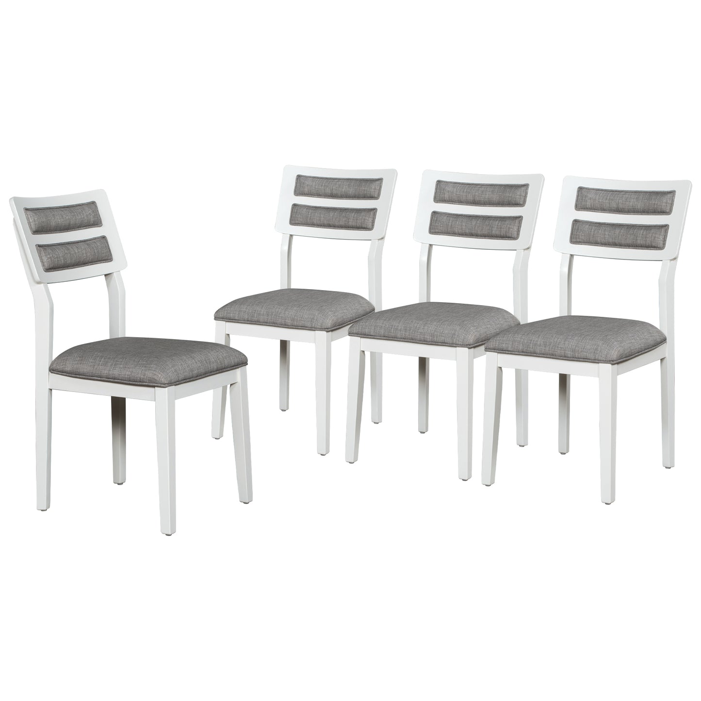 TREXM Classic and Traditional Style 6 - Piece Dining Set, Includes Dining Table 4 Upholstered Chairs & Bench (White+Gray) - LaTezza Online Shop