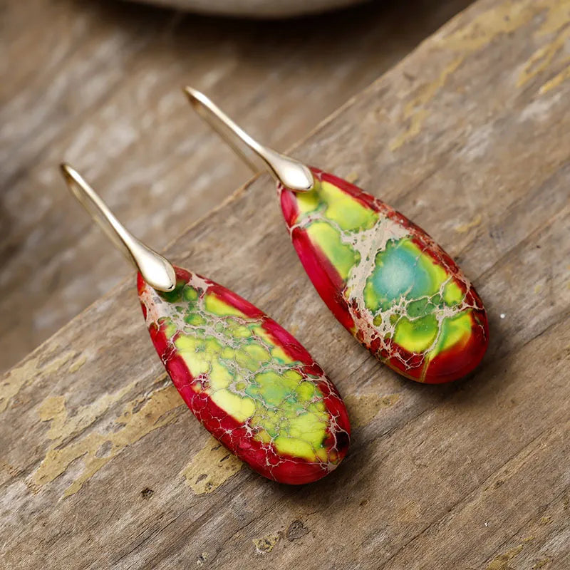 Teardrop Shape Natural Stone Dangle Earrings - LaTezza Online Shop