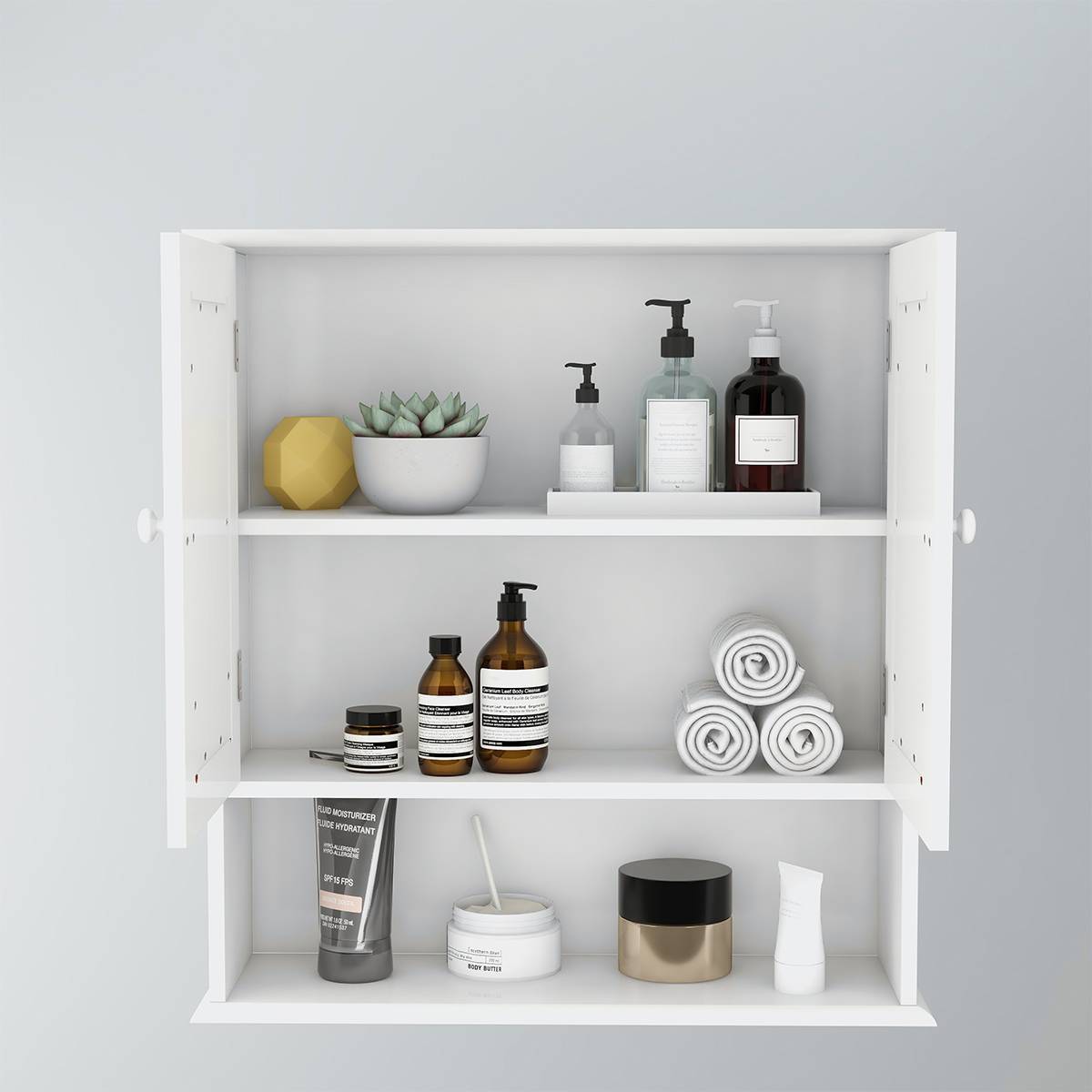 Bathroom Wall Cabinet With Double Mirror Doors And Shelves - LaTezza Online Shop