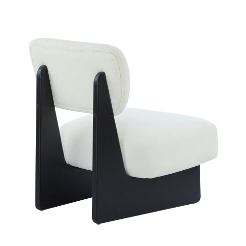 Set Of 2 Modern Beige Lounge Chair With Polyester Upholstery Sturdy Black Wood Base - LaTezza Online Shop