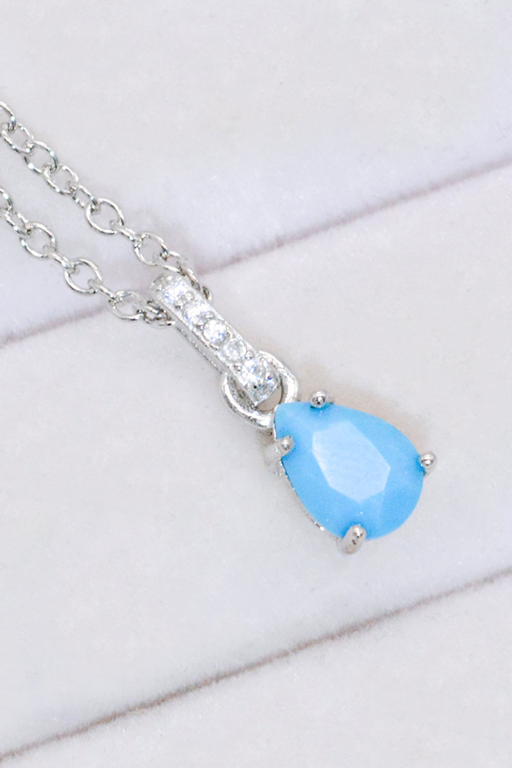 Teardrop Turquoise 4-Prong Pendant Necklace - LaTezza Online Shop