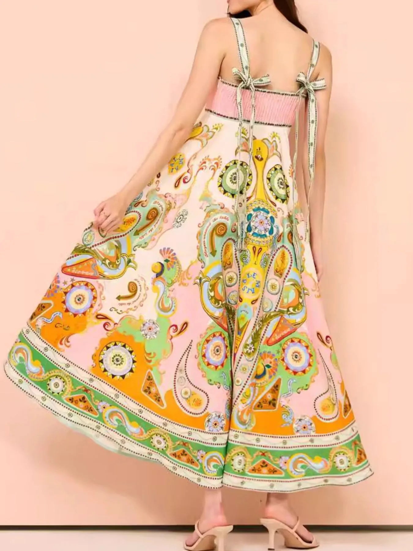Paisley Print Square Neck Summer Dress