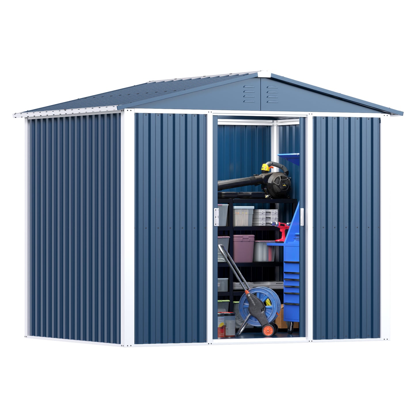 Professional Install Metal Shed 8.6 Ft. W X 6.3 Ft. D Metal Shed With Sliding Door In Blue 54 Sq. Ft. - LaTezza Online Shop
