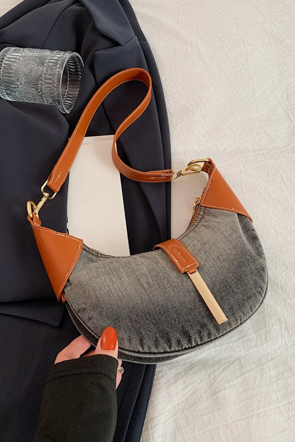 Contrast Denim Shoulder Bag - LaTezza Online Shop