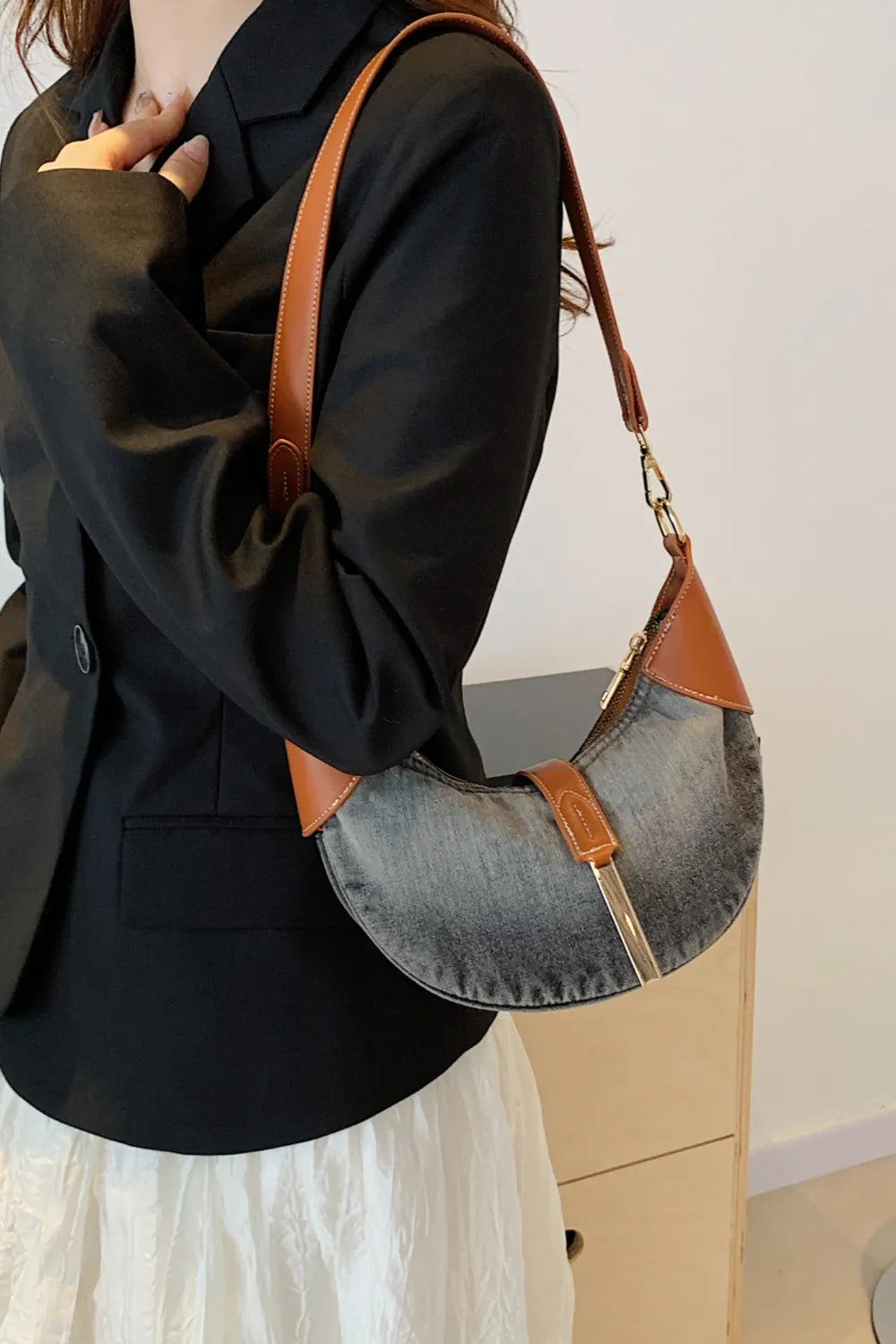Contrast Denim Shoulder Bag - LaTezza Online Shop