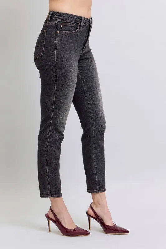 Judy Blue Full Size Mid Rise Tummy Control Slim Jeans Plus Size - LaTezza Online Shop