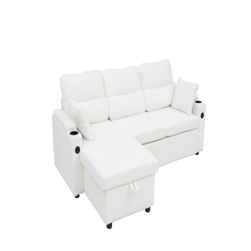 Convertible Sleeper Sofa 2 In 1 L Shaped Pull Out Sectional With Storage Space - LaTezza Online Shop