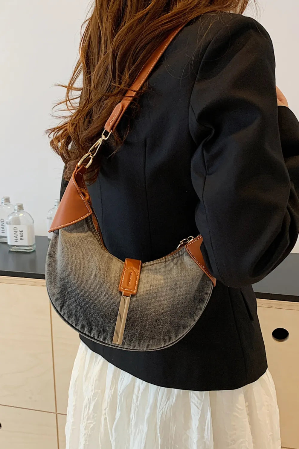 Contrast Denim Shoulder Bag - LaTezza Online Shop