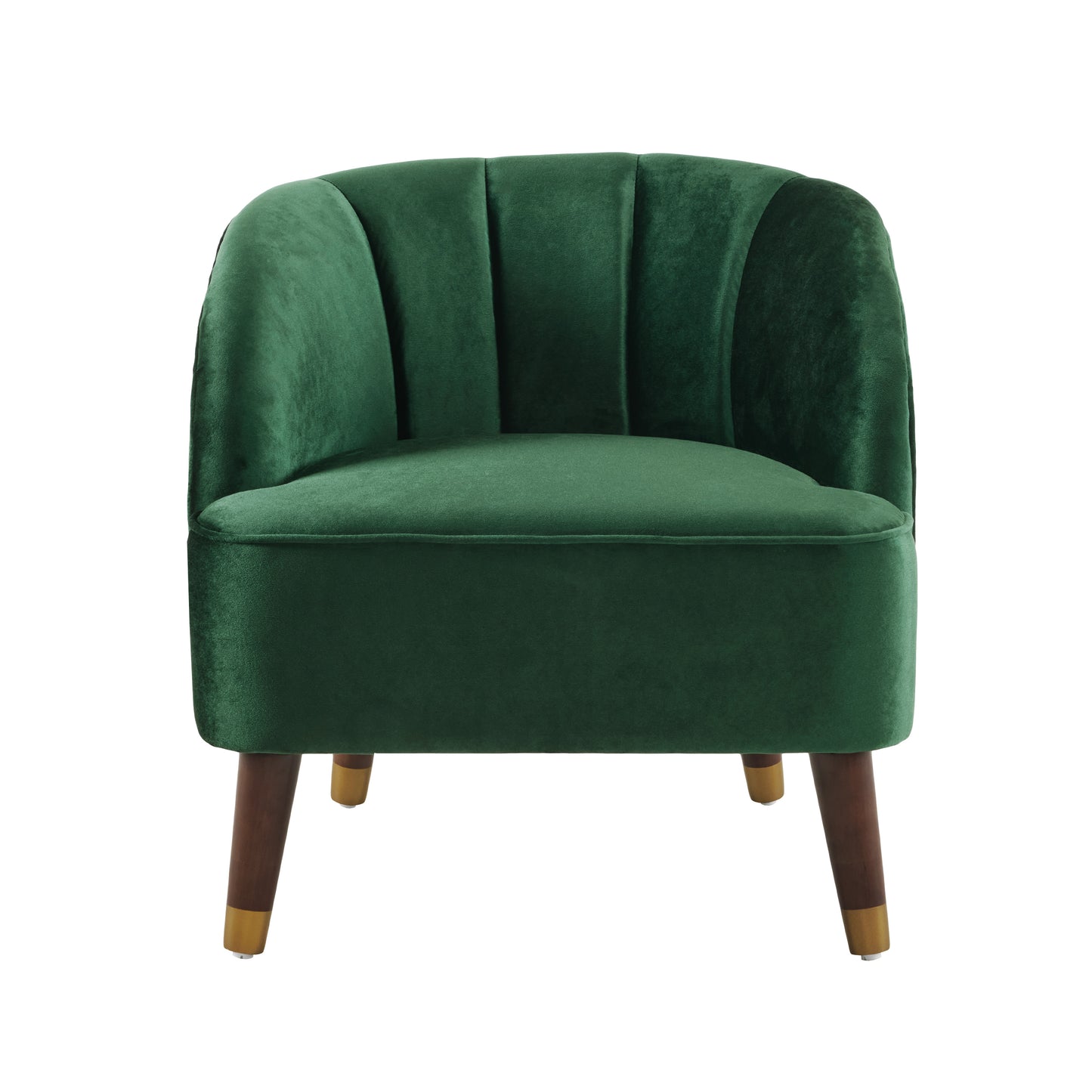 Green Upholstered Barrel Accent Chair With Wooden Legs - LaTezza Online Shop