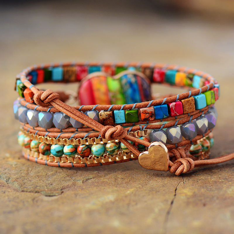 Natural imperial stone hand-woven bracelet - LaTezza Online Shop