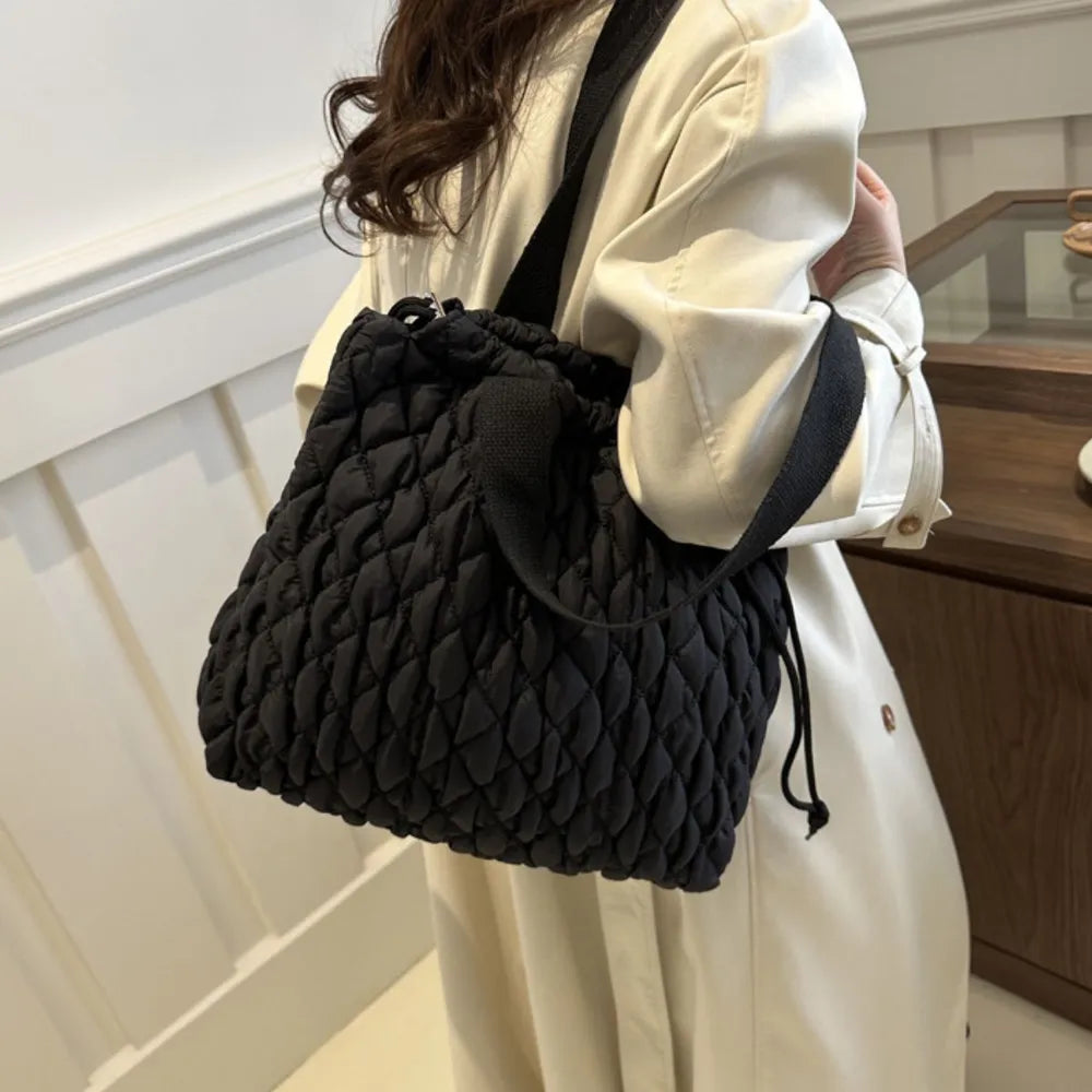 Drawstring Bubble Texture Tote Bag - LaTezza Online Shop