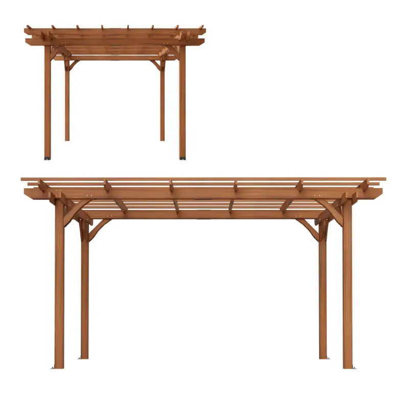 12 X 10 FT Outdoor Wood Pergola, Wooden Grape Pergola For Climbing Plant Support For Garden, Patio, Backyard, Deck, Brown - LaTezza Online Shop