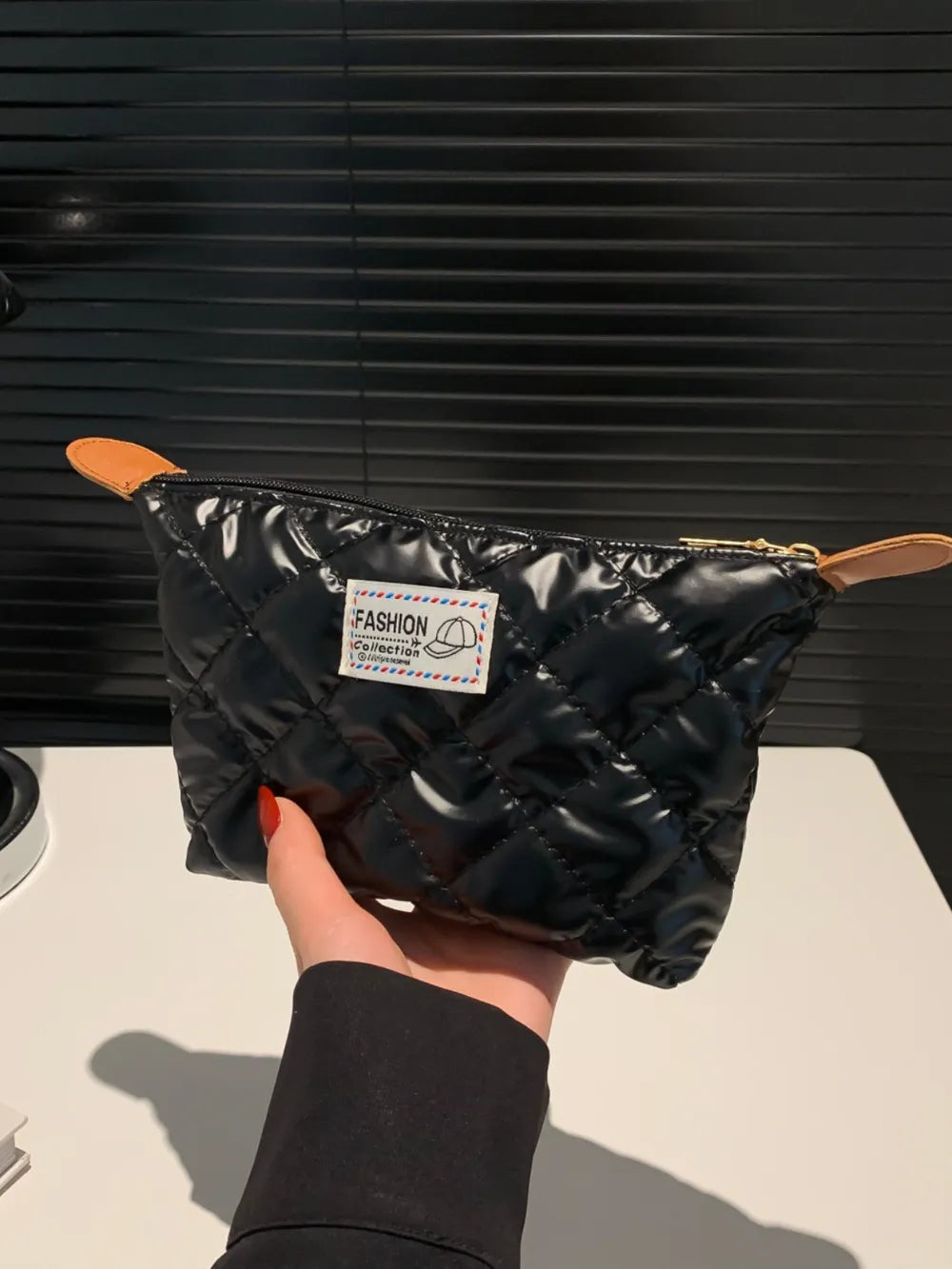 Solid Quilted Clutch with Zipper - LaTezza Online Shop