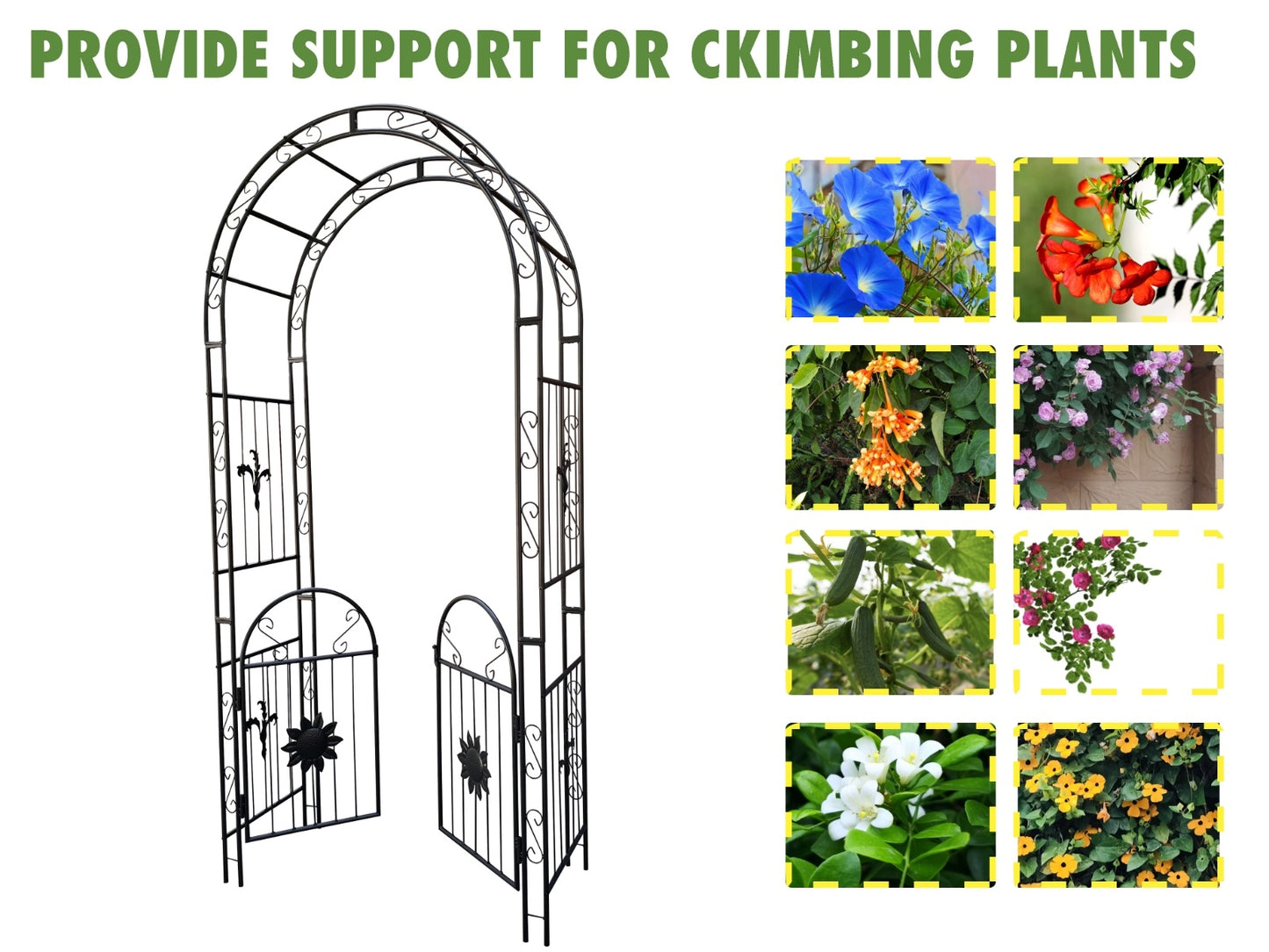 Metal Garden Arch With Doors, Arbor Trellis For Climbing Plants, Outdoor Wedding - LaTezza Online Shop