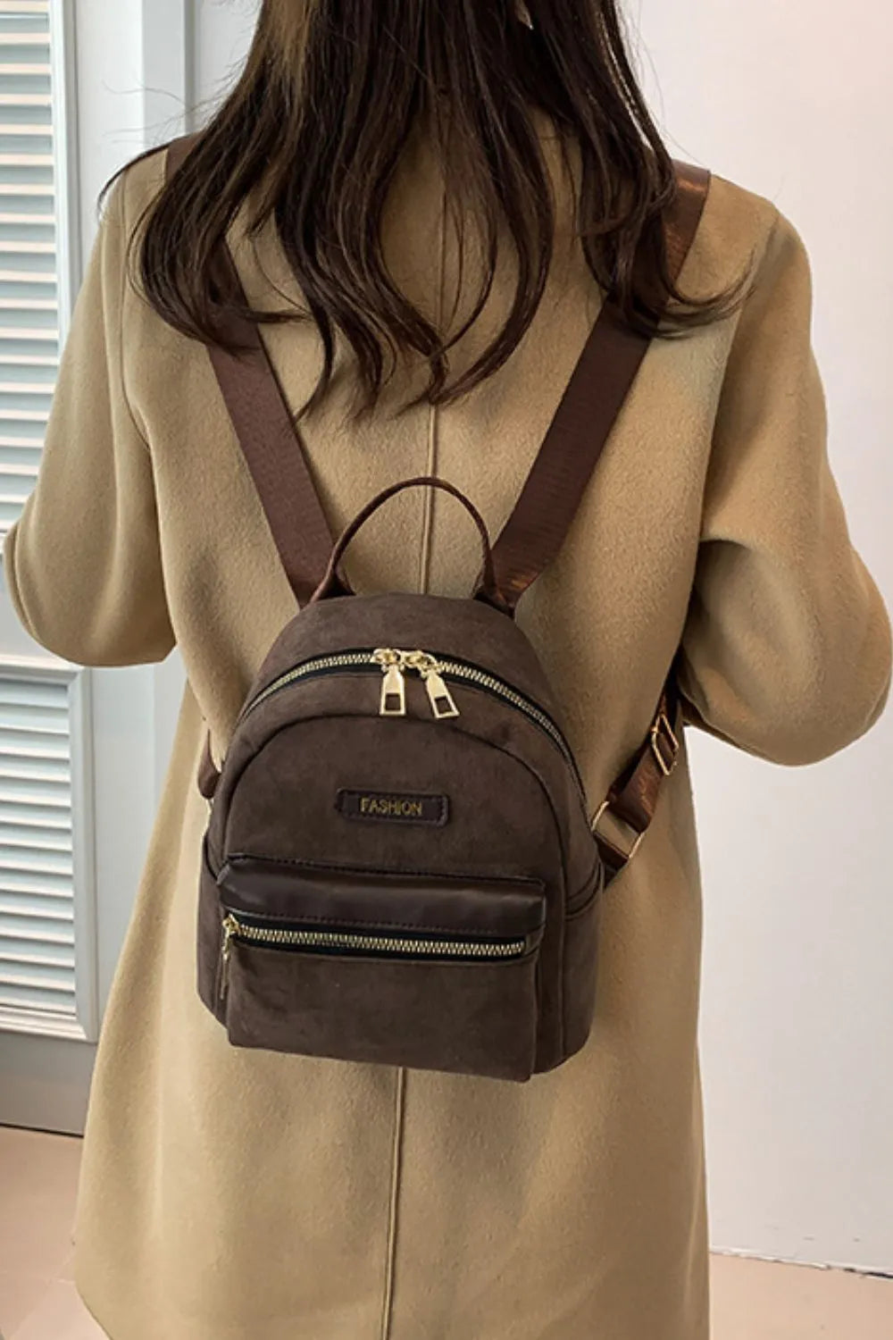 Suede Adjustable Strap Backpack Bag - LaTezza Online Shop
