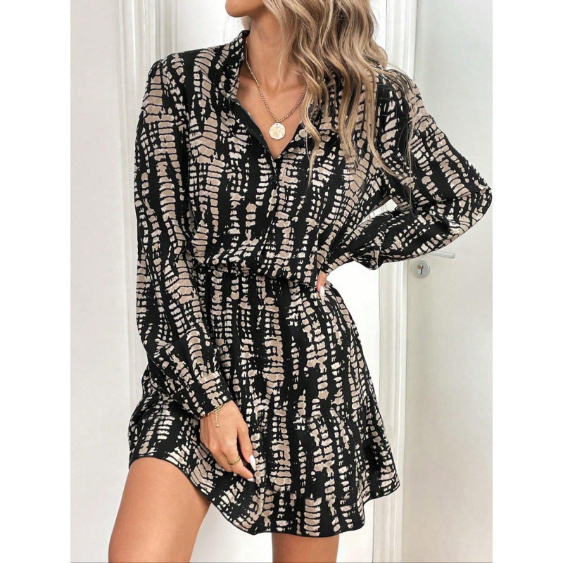 Tie dye printed waist cinching spring mid skirt dress - LaTezza Online Shop