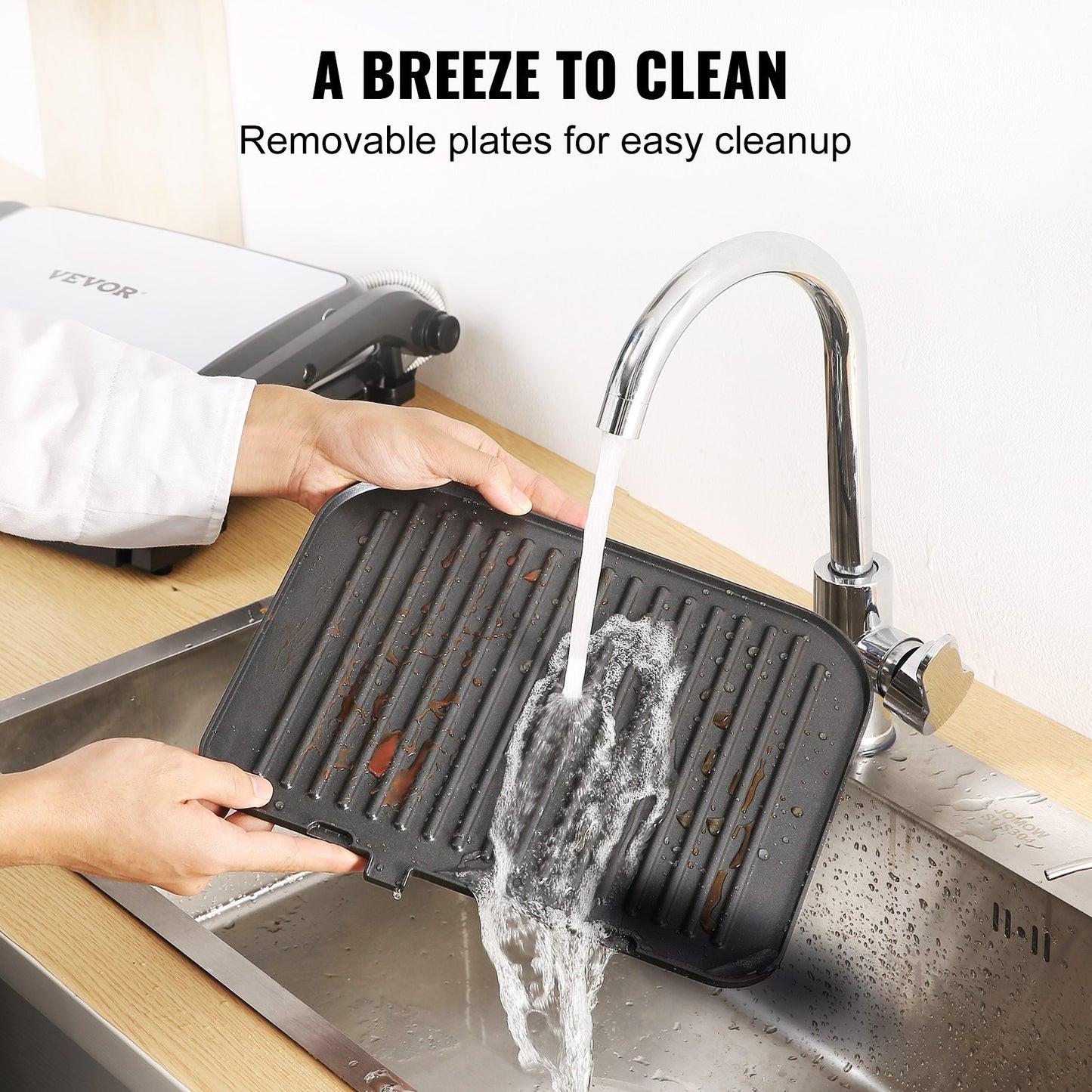 VEVOR 7 IN 1 Commercial Electric Griddle, 1800W Indoor Countertop Grill, Stainless Steel Restaurant Teppanyaki Grill With Non Stick Iron Cooking Plate, Adjustable Temp Control 110V - LaTezza Online Shop