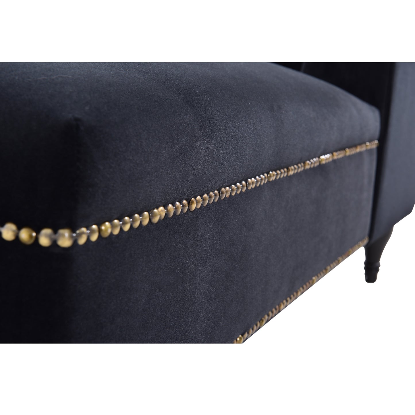58 inch velvet lounge chair, button cluster right arm lounge chair with nail head decoration and solid wood legs - LaTezza Online Shop
