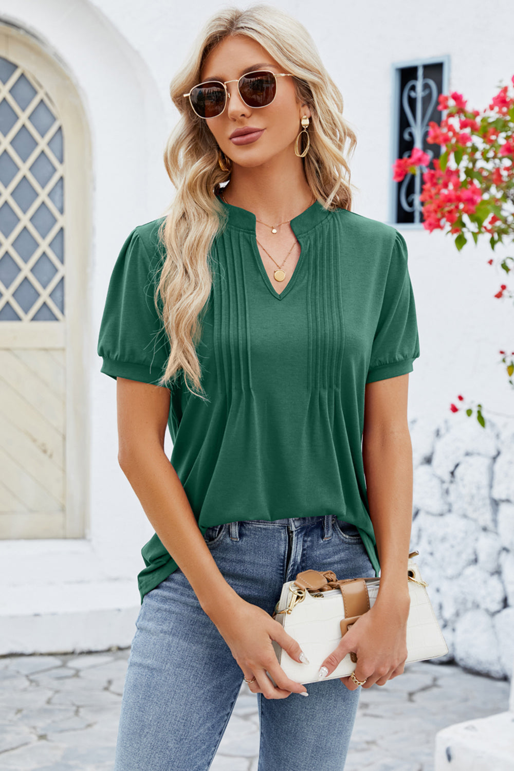Notched Short Sleeve T-Shirt - LaTezza Online Shop