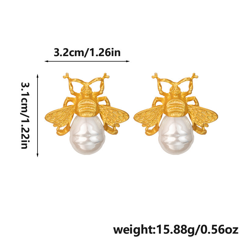 Honey Bee Earrings Women's Unique Retro Animal Gold Metal Earrings - LaTezza Online Shop