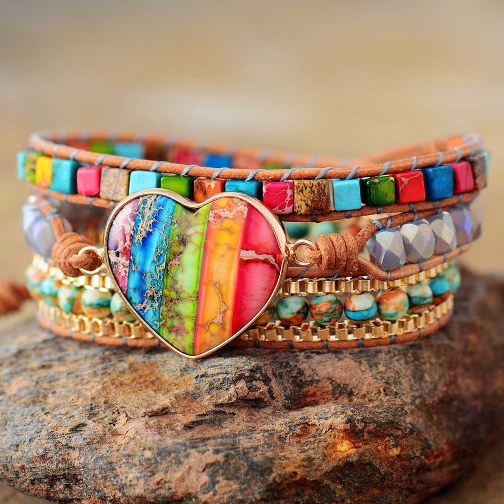 Natural imperial stone hand-woven bracelet - LaTezza Online Shop
