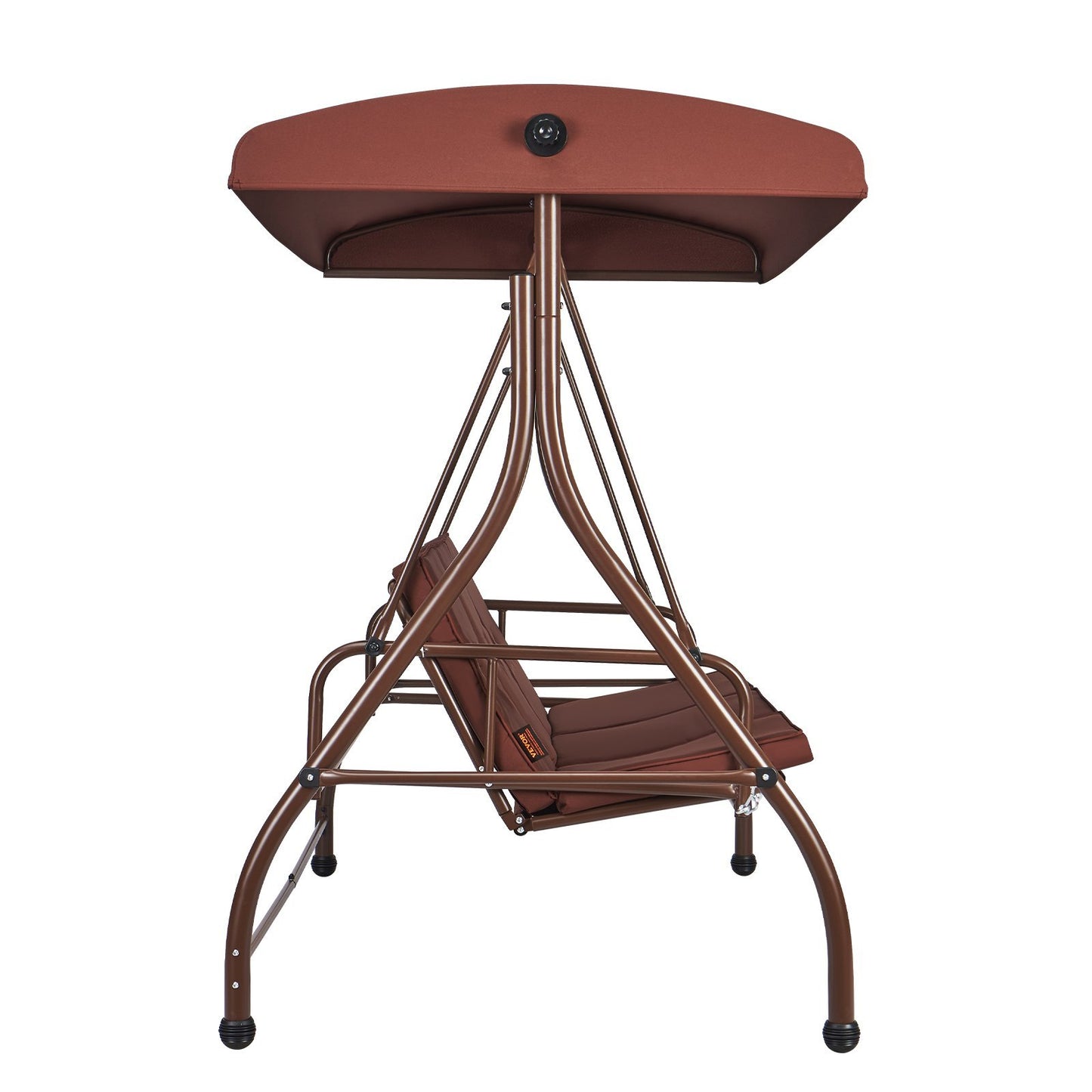 VEVOR 3-Seat Patio Swing Chair, Converting Canopy Swing, Outdoor Patio Porch With Adjustable Canopy, Removable Thick Cushion And Alloy Steel Frame, For Balcony, Backyard, Poolside, Brown - LaTezza Online Shop