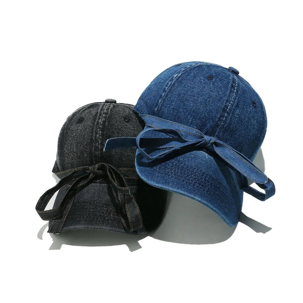 Washed Bow Denim Baseball Cap - LaTezza Online Shop