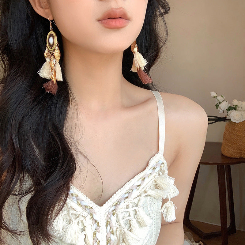 Alloy Rice Bead Dangle Earrings - LaTezza Online Shop